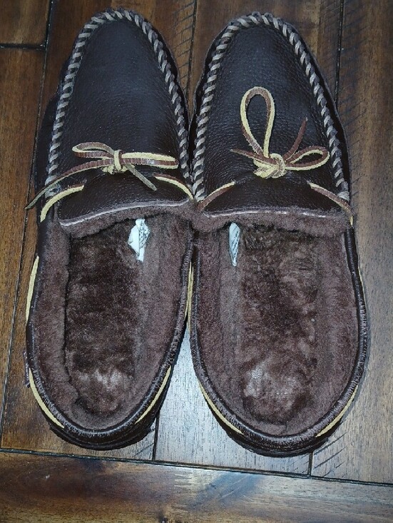 L.L. Bean Brown Leather Shearling-Lined Moccasins main image 7